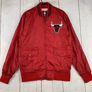 Chicago Bulls NBA Large‎ Mitchell & Ness Bomber Jacket Red New Mens Air Jordan
